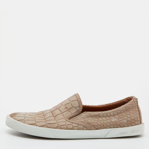 Jimmy Choo Taupe Croc Embossed Leather Slip on Sneakers Size 36.5 - Jimmy Choo - Modalova