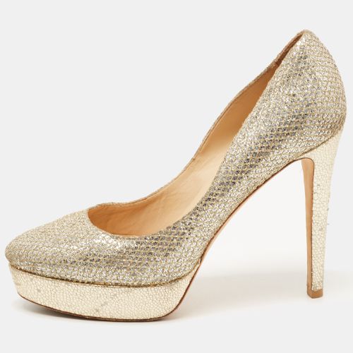 Jimmy Choo Silver/Gold Lurex Fabric Alex Platform Pumps Size 39 - Jimmy Choo - Modalova