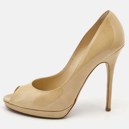 Jimmy Choo Beige Patent Leather Luna Peep Toe Pumps Size 39 - Jimmy Choo - Modalova