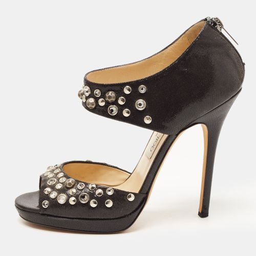 Jimmy Choo Black Studded Nubuck Leather Bonnie Back Zip Sandals Size 39 - Jimmy Choo - Modalova