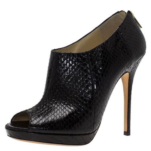 Jimmy Choo Black Python Leather Booties Size 38.5 - Jimmy Choo - Modalova