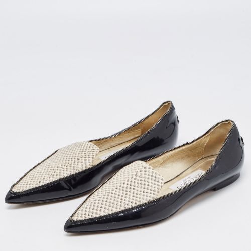 Beige Leather and Embossed Python Pointed Toe Smoking Slippers Size 36.5 - Jimmy Choo - Modalova