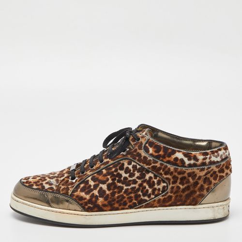 Jimmy Choo Brown/Metallic Leopard Print Calfhair and Mirrored Leather Miami Low Top Sneakers Size 38.5 - Jimmy Choo - Modalova