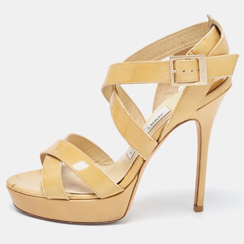 Jimmy Choo Beige Patent Leather Vamp Ankle Strap Sandals Size 37 - Jimmy Choo - Modalova