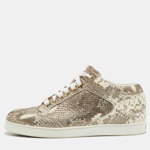 Jimmy Choo Metallic White Python Embossed Leather Low Top Sneakers Size 36 - Jimmy Choo - Modalova