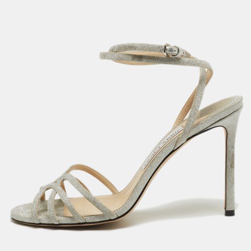 Jimmy Choo Silver Glitter Mime Ankle Wrap Sandals Size 39.5 - Jimmy Choo - Modalova