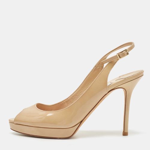 Jimmy Choo Beige Patent Nova Peep Toe Slingback Pumps Size 37.5 - Jimmy Choo - Modalova