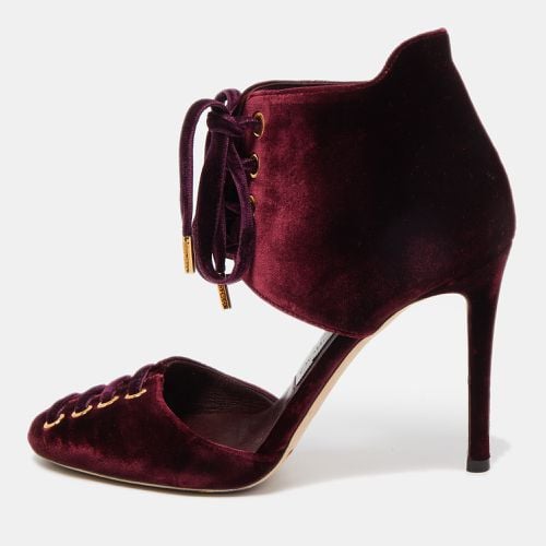 Jimmy Choo Burgundy Velvet Mari Lace Up Pumps Size 36 - Jimmy Choo - Modalova