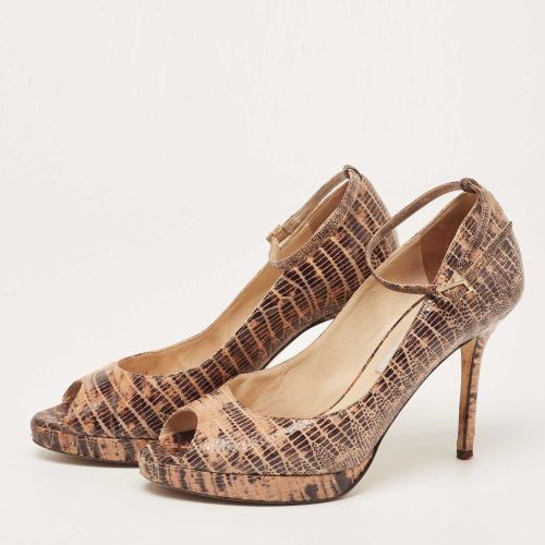 Two Tone Lizard Embossed Suede Peep Toe Ankle Strap Pumps Size 36.5 - Jimmy Choo - Modalova