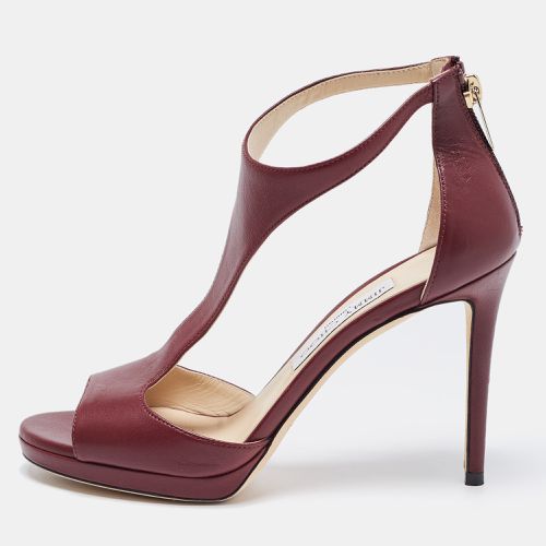 Jimmy Choo Burgundy Leather Lana Sandals Size 37.5 - Jimmy Choo - Modalova