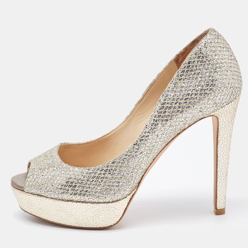 Jimmy Choo Silver/Gold Glitter Luna Peep Toe Pumps Size 36 - Jimmy Choo - Modalova