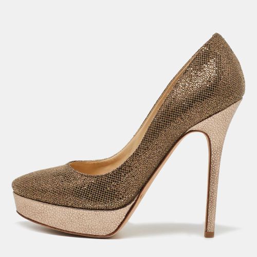 Jimmy Choo Gold Glitter and Leather Cosmic Platform Pumps Size 37.5 - Jimmy Choo - Modalova