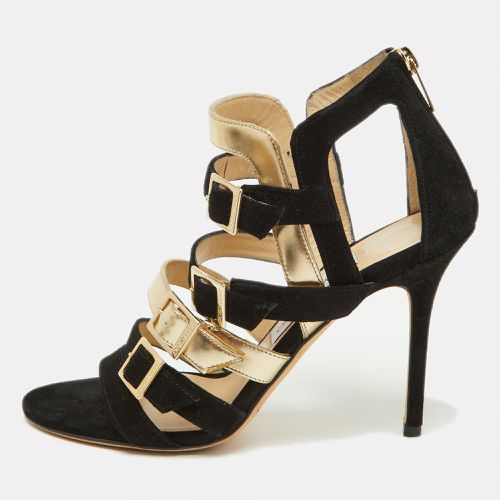 Jimmy Choo Black/Gold Suede and Patent Leather Booster Gladiator Sandals Size 38.5 - Jimmy Choo - Modalova