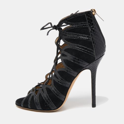 Jimmy Choo Black Python and Suede Lace Up Pumps 37 - Jimmy Choo - Modalova