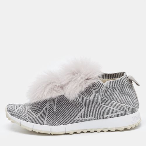 Jimmy Choo Grey Stretch Fabric Fur Embellished High Top Sneakers Size 41 - Jimmy Choo - Modalova