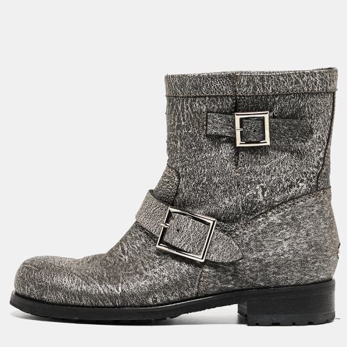 Jimmy Choo Grey Textured Leather Buckle Detail Ankle Boots Size 38 - Jimmy Choo - Modalova