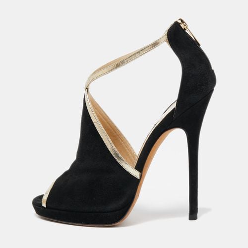 Jimmy Choo Black Suede and Leather Fey Ankle Strap Sandals Size 36 - Jimmy Choo - Modalova