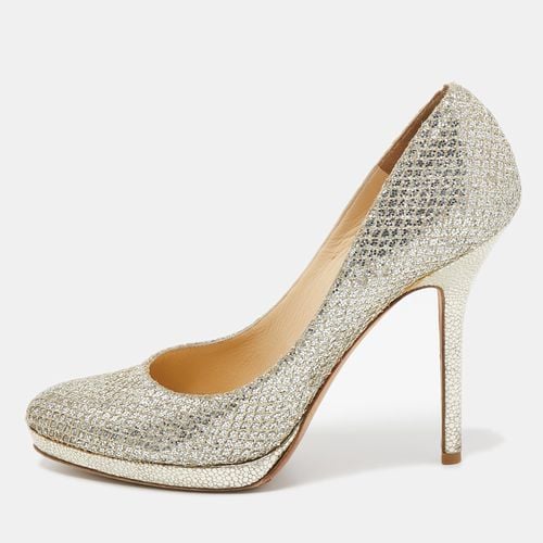 Jimmy Choo Silver/Gold Glitter Fabric Platform Pumps Size 36.5 - Jimmy Choo - Modalova