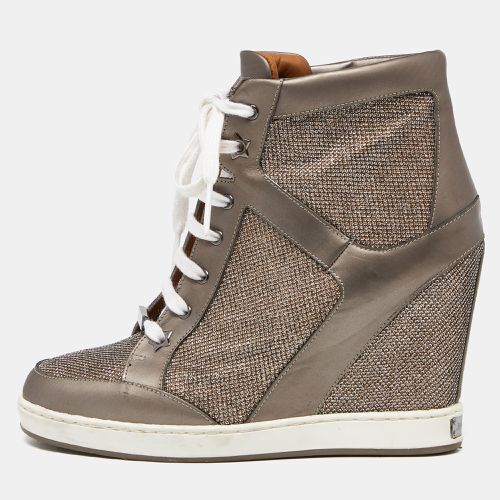 Jimmy Choo Metallic Leather and Lurex Fabric Tokyo Wedge Sneakers Size 37 - Jimmy Choo - Modalova