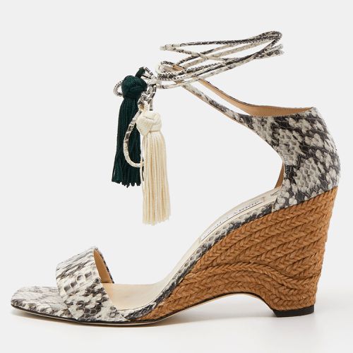 Jimmy Choo Brown/Cream Python Leather Wedge Sandals Size 40.5 - Jimmy Choo - Modalova