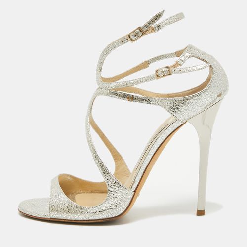 Jimmy Choo Silver Textured Leather Lance Sandals Size 40 - Jimmy Choo - Modalova