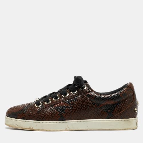 Jimmy Choo Brown Python Embossed Leather Lace Up Sneakers Size 36.5 - Jimmy Choo - Modalova