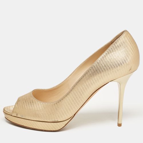 Jimmy Choo Gold Textured Leather Luna Pumps Size 38.5 - Jimmy Choo - Modalova