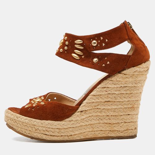 Jimmy Choo Brown Suede Wedge Sandals Size 40.5 - Jimmy Choo - Modalova