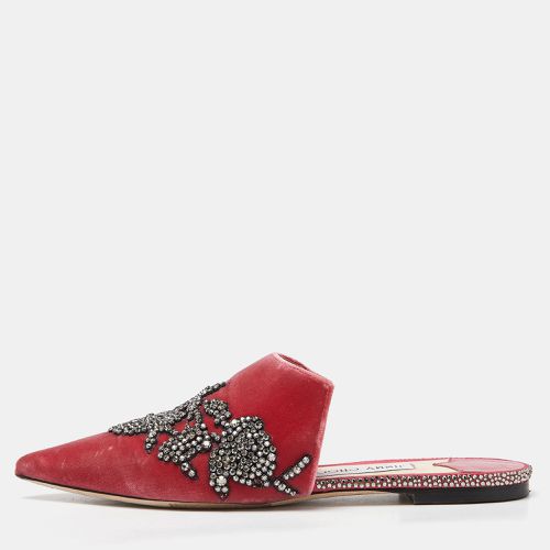 Jimmy Choo Pink Velvet Crystal Embellished Mules Size 39 - Jimmy Choo - Modalova