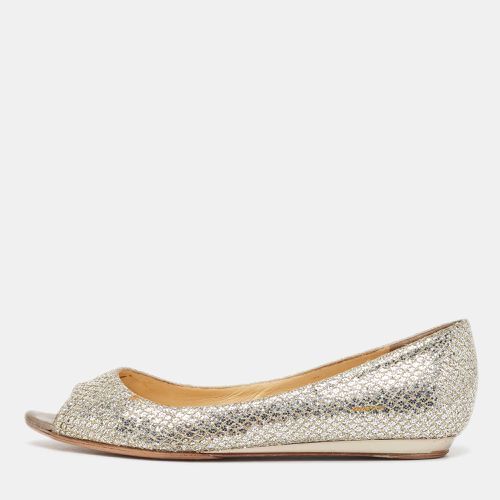 Gold/ Glitter Fabric Open Toe Flats Size 38 - Jimmy Choo - Modalova