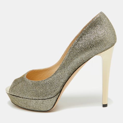 Jimmy Choo Silver/Gold Lurex Fabric Dahlia Peep Toe Pumps Size 38 - Jimmy Choo - Modalova