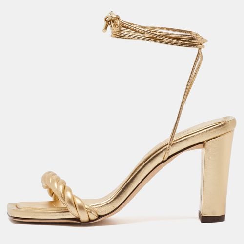 Jimmy Choo Metallic Gold Leather Diosa Twisted Slide Sandals Size 37 - Jimmy Choo - Modalova