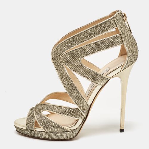 Jimmy Choo Gold Glitter and Leather Sandals Size 36 - Jimmy Choo - Modalova