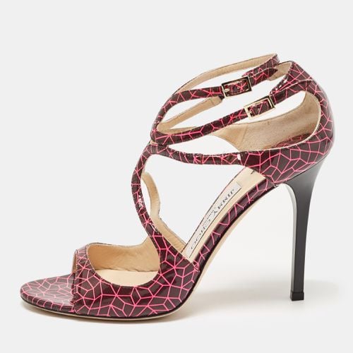 Jimmy Choo Pink/Burgundy Print Patent Leather Lance Sandals Size 37 - Jimmy Choo - Modalova