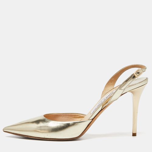 Jimmy Choo Gold Mirror Leather Pointed Toe Slingback Sandals Size 38.5 - Jimmy Choo - Modalova