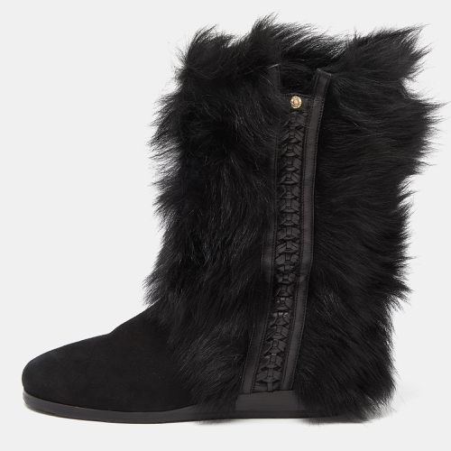 Jimmy Choo Black Fur and Suede Ankle Boots Size 37 - Jimmy Choo - Modalova