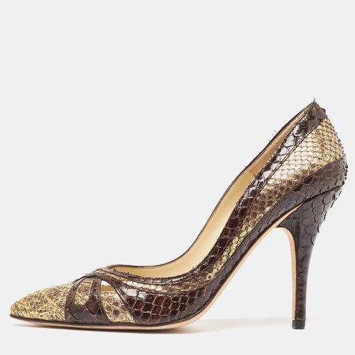 Jimmy Choo Brown/Gold Python Pointed Toe Pumps Size 37 - Jimmy Choo - Modalova