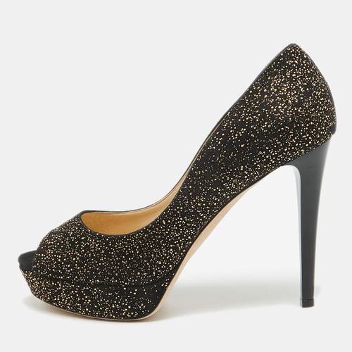 Jimmy Choo Black/Gold Suede Platform Open Toe Pumps Size 41 - Jimmy Choo - Modalova