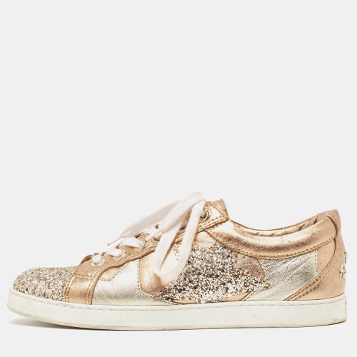 Jimmy Choo Metallic Leather and Glitter Low Top Sneakers Size 39 - Jimmy Choo - Modalova