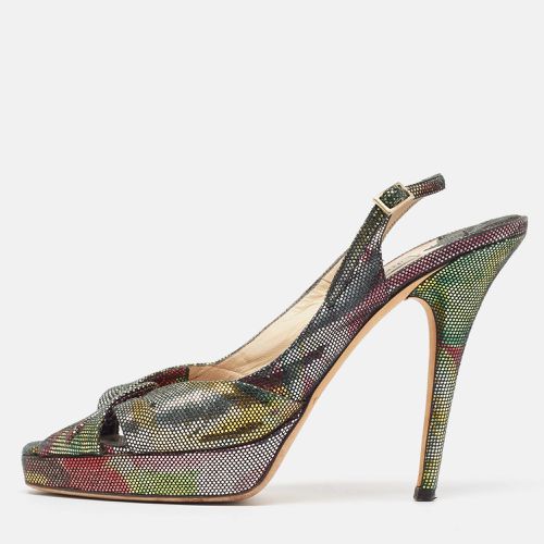 Jimmy Choo Multicolor Texture Suede Peep Toe Slingback Pumps Size 38 - Jimmy Choo - Modalova