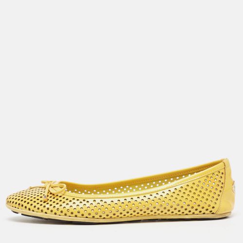 Jimmy Choo Yellow Perforated Patent Leather Walsh Bow Ballet Flats Size 37 - Jimmy Choo - Modalova