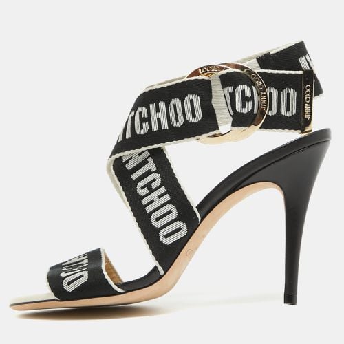 Jimmy Choo White/Black Web Bailey Logo Ankle Strap Sandals Size 37 - Jimmy Choo - Modalova