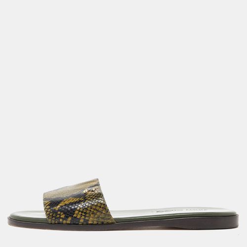 Jimmy Choo Green Python Embossed Leather Nanda Flat Slides Size 37 - Jimmy Choo - Modalova