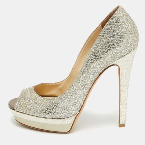 Jimmy Choo Gold Glitter Fabric Torte Platform Pumps Size 39 - Jimmy Choo - Modalova