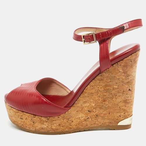 Jimmy Choo Red Leather Pela Cork Wedge Sandals Size 35.5 - Jimmy Choo - Modalova