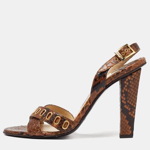 Jimmy Choo Brown Python Leather Criss Cross Slingback Sandals Size 38 - Jimmy Choo - Modalova