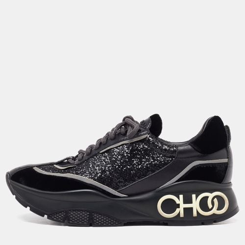 Jimmy Choo Black Glitter and Velvet Raine Sneakers Size 40 - Jimmy Choo - Modalova