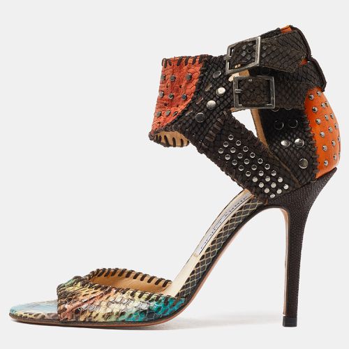 Jimmy Choo Multicolor Python Leather Studded Ankle Cuff Sandals Size 39 - Jimmy Choo - Modalova