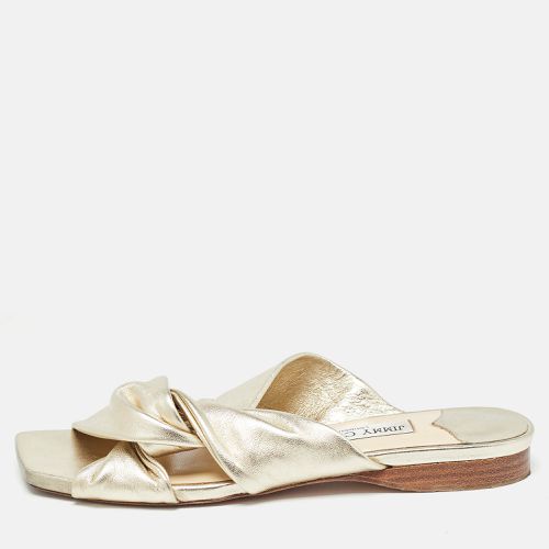 Jimmy Choo Gold Leather Narisa Flat Slides Size 39 - Jimmy Choo - Modalova