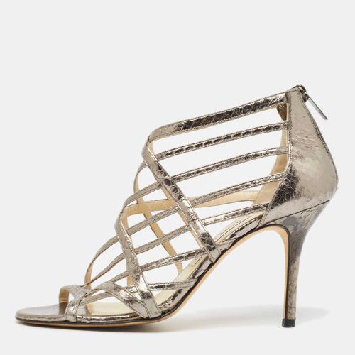 Jimmy Choo Metallic Grey Watersnake Strappy Peep Toe Sandals Size 39 - Jimmy Choo - Modalova